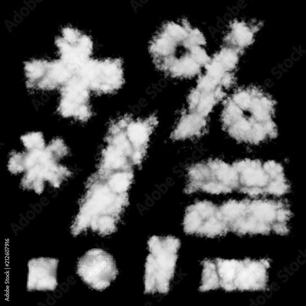 Fototapeta White math signs cloud shapes