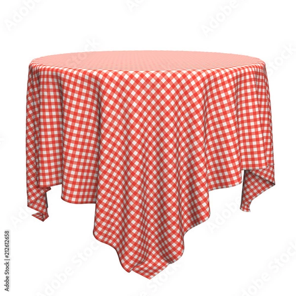 Fototapeta White and red round table cloth