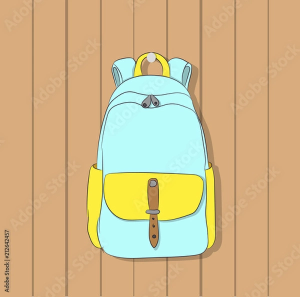 Obraz backpack hanging on hook on wall