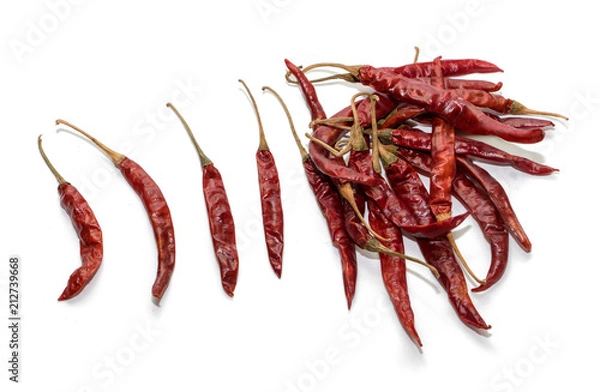Obraz dried chilli on  white background