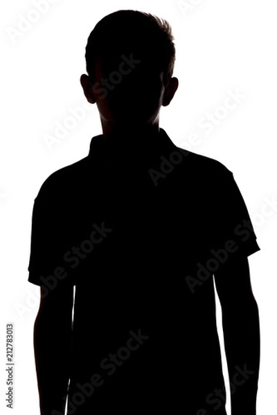 Obraz silhouette of an unrecognizable young man, teenager on a white isolated background