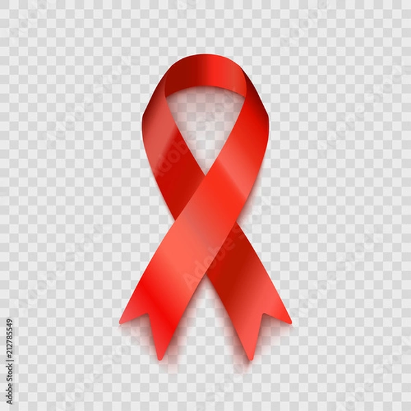 Fototapeta Stock vector illustration red ribbon Isolated on transparent background. HIVAIDS awareness. Substance-abuse awareness EPS10