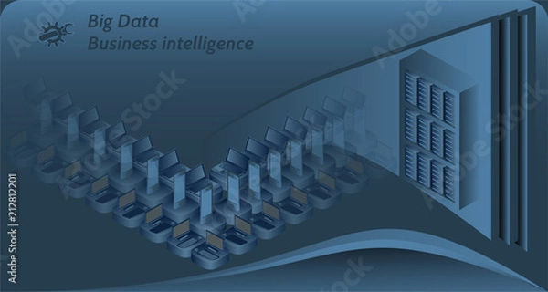 Fototapeta Isometric concept composition  biggest data