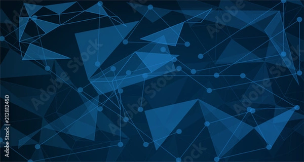 Fototapeta  background 16:9 of triangles  in blue colors background. Illustration