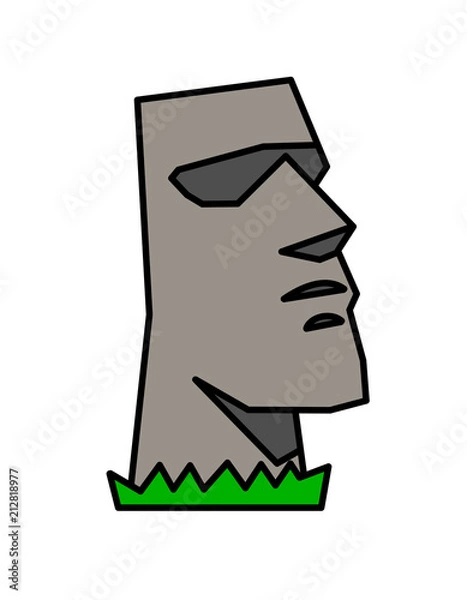 Obraz モアイ像草(色)