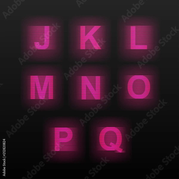 Fototapeta digital,  neon alphabet. computer font. vector illustration