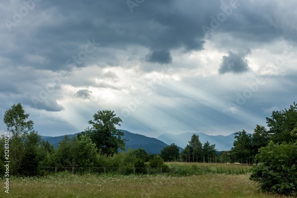 Fototapeta dramatic dark clouds landscape