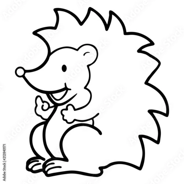 Fototapeta Porcupine cartoon illustration isolated on white background for children color book