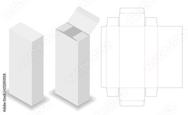 Obraz cosmetic package box 3d mockup with dieline