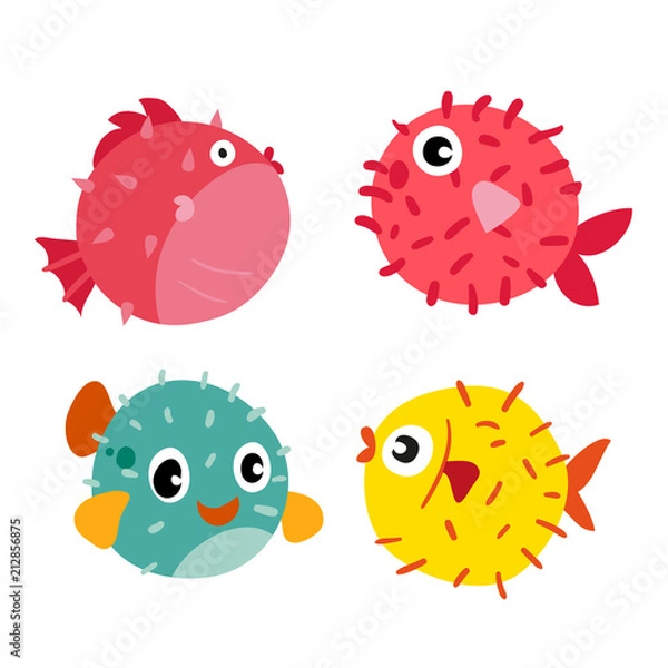 Fototapeta puffer fish vector collection design