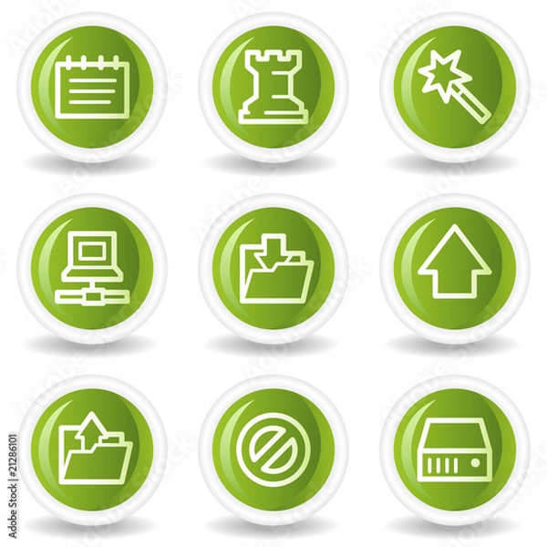 Fototapeta Data web icons, green circle buttons
