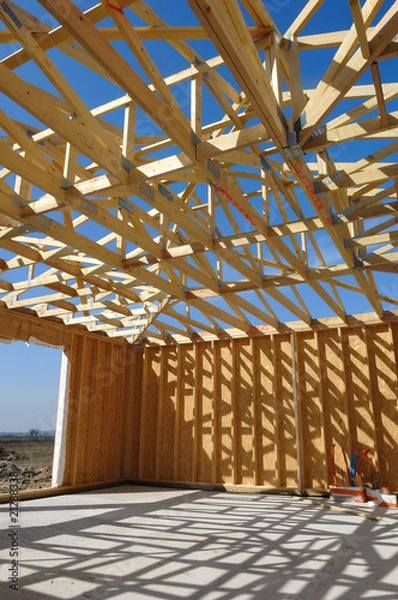 Obraz construction d'une maison en bois