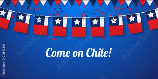 Obraz Come on Chile! Background with national flags.