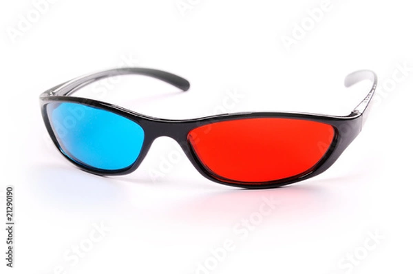 Obraz Anaglyph red cyan color 3D glasses white background