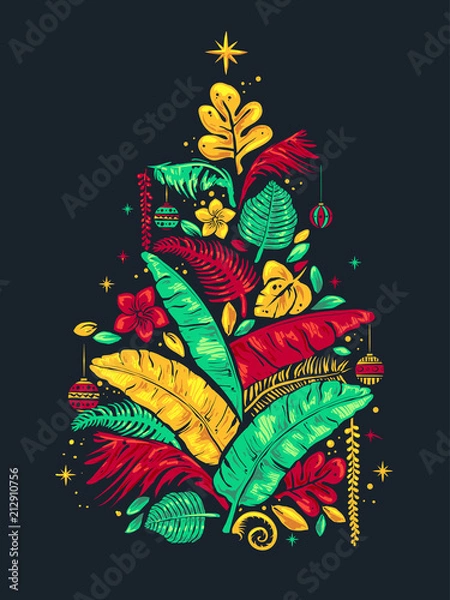 Obraz Tropical Christmas Tree Illustration