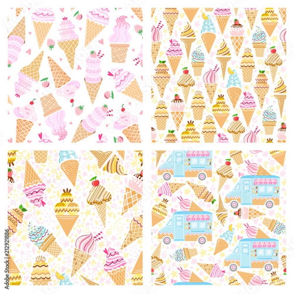 Fototapeta Vector ice cream seamless pattern