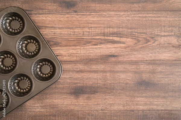 Fototapeta Iron pan on table, empty