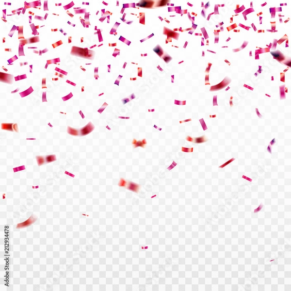 Fototapeta Stock vector illustration pink confetti isolated on a transparent background EPS 10