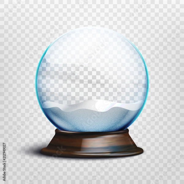 Fototapeta Stock vector illustration realistic empty christmas snow globe isolated on a transparent background. EPS10