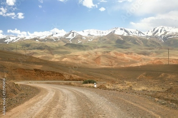 Fototapeta The route of  beautiful scenic from Bishkek  to Naryn with the Tian Shan mountains of Kyrgyzstan
