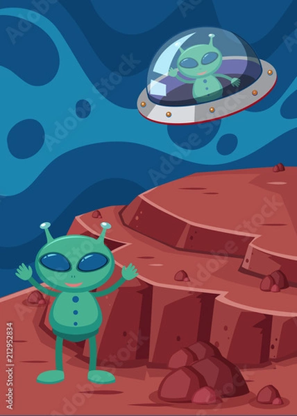 Fototapeta Alien and UFO in space