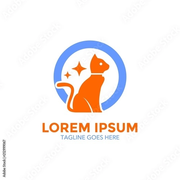 Fototapeta Unique cat logo template. vector. editable. simple shape. minimalist color. memorable