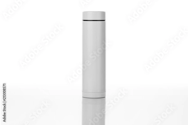 Fototapeta Luxury water bottle isolated on white background with reflection and clipping path. For design. Thermos bottle.