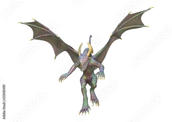 Fototapeta 3D Rendering Fantasy Dragon on White
