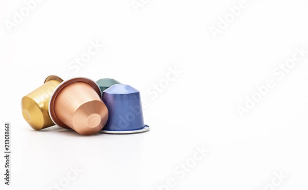 Fototapeta Closeup of colored espresso capsules