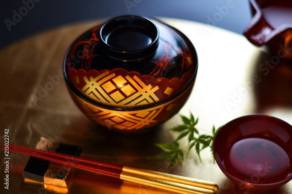 Fototapeta 美しい日本の漆器でテーブルコーディネイト