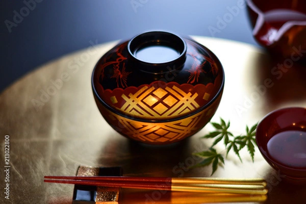 Obraz 美しい日本の漆器でテーブルコーディネイト