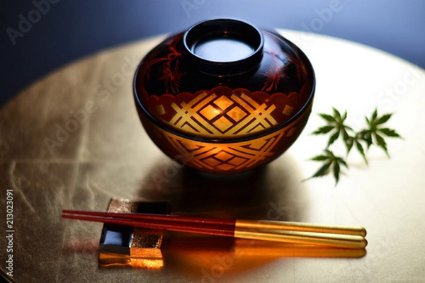 Obraz 美しい日本の漆器でテーブルコーディネイト