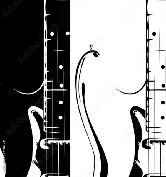 Obraz Vector series. Electric guitar black-white version