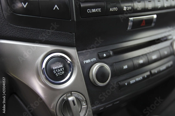 Fototapeta ignition button start-stop in the car