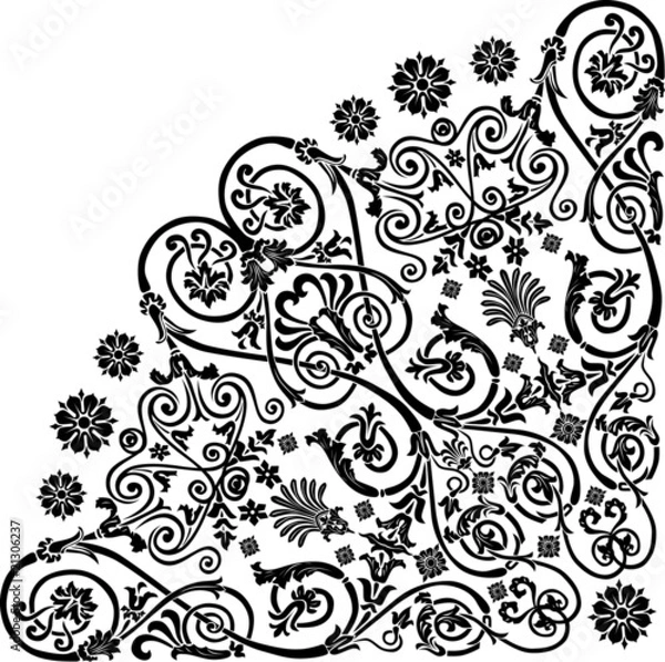 Obraz decorated black quadrant with curls