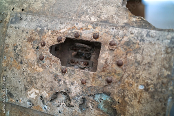 Fototapeta airplane accident, the plane was hit and .down to the sea... military aircraft