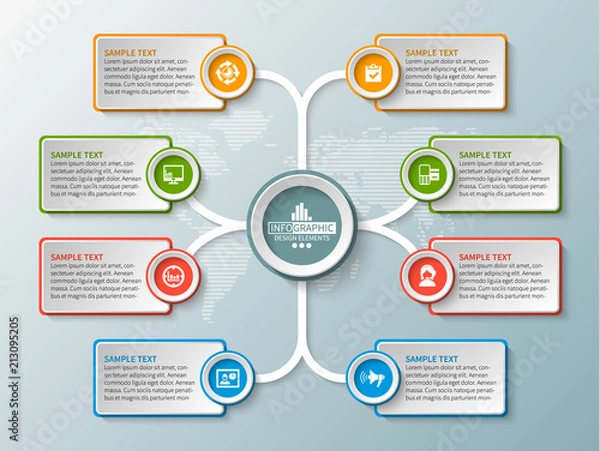 Fototapeta Abstract 3D Paper Infographics