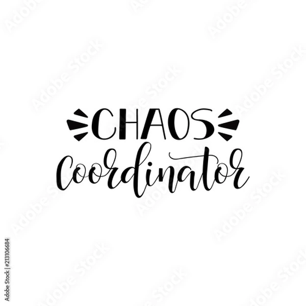 Obraz Chaos coordinator. Vector illustration on white background. Mother's Day. Modern hand lettering and calligraphy.
