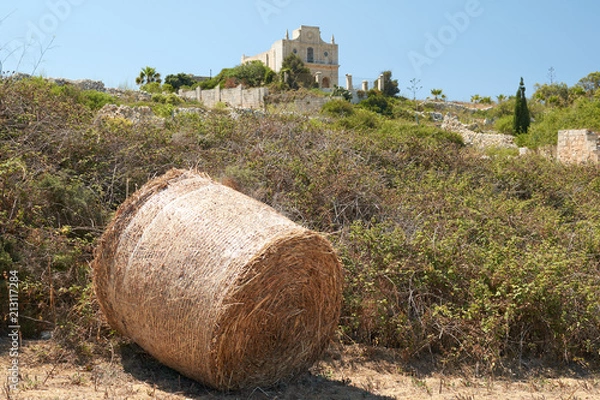 Fototapeta Bales of straw in Dingli Malta