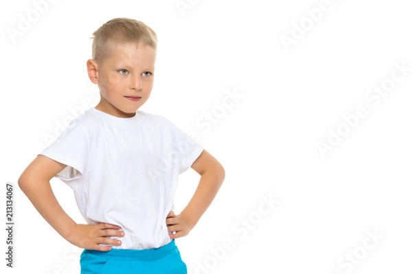 Obraz A little boy in a white T-shirt.