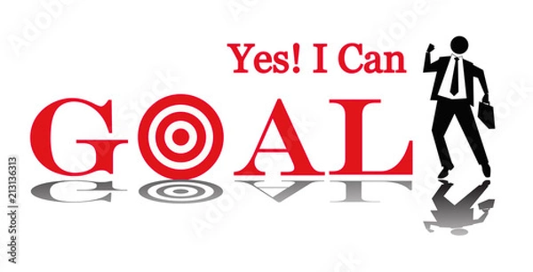 Fototapeta Business goal red text and business man, Business goal concept vector, illustration, business concept