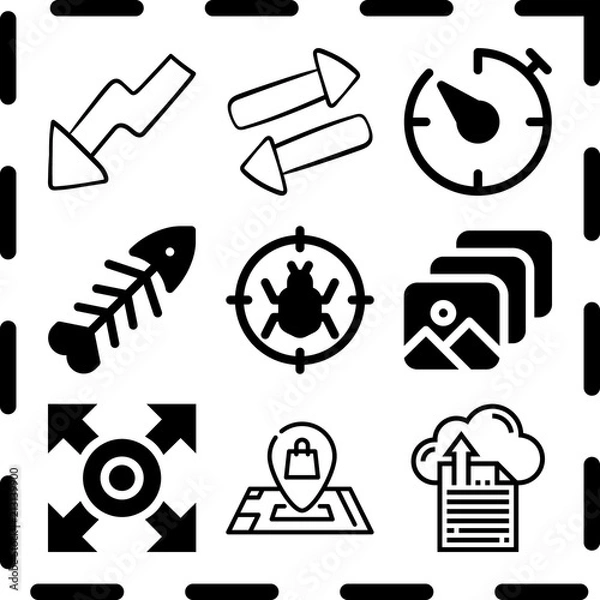 Fototapeta Simple 9 icon set of arrow related [iconsRandom:4] vector icons. Collection Illustration
