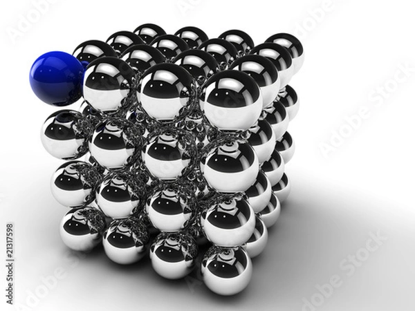 Obraz Kugel Würfel silber blau