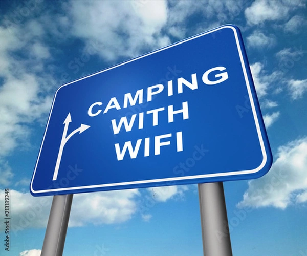 Fototapeta Wifi Camping Internet Access Outside 3d Illustration