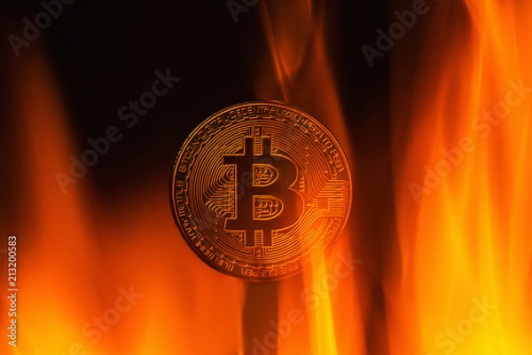 Obraz Coin bitcoin on fire