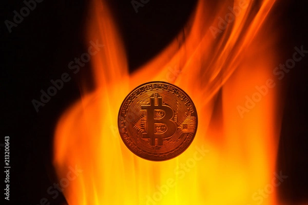 Obraz Coin bitcoin on fire
