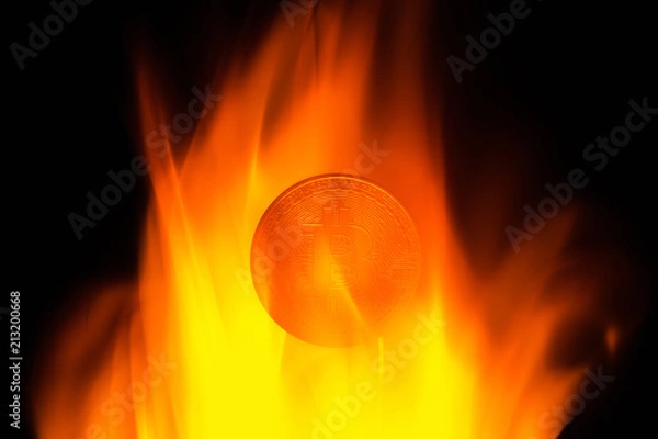 Obraz Coin bitcoin on fire