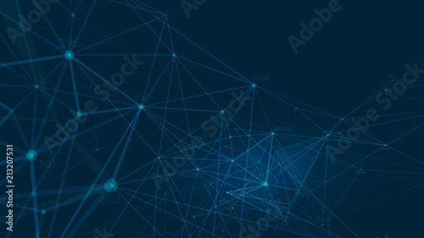 Fototapeta Połączone wielokąty splot tło wektor, wizualizacja danych cyfrowych