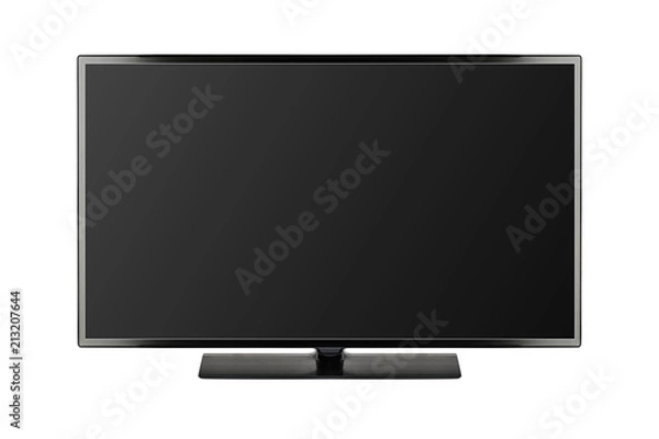 Fototapeta TV 4K flat screen lcd or oled, plasma realistic illustration, Black blank HD monitor mockup with clipping path
