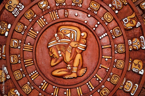 Obraz Circular mayan calendar mexico. Background, dates